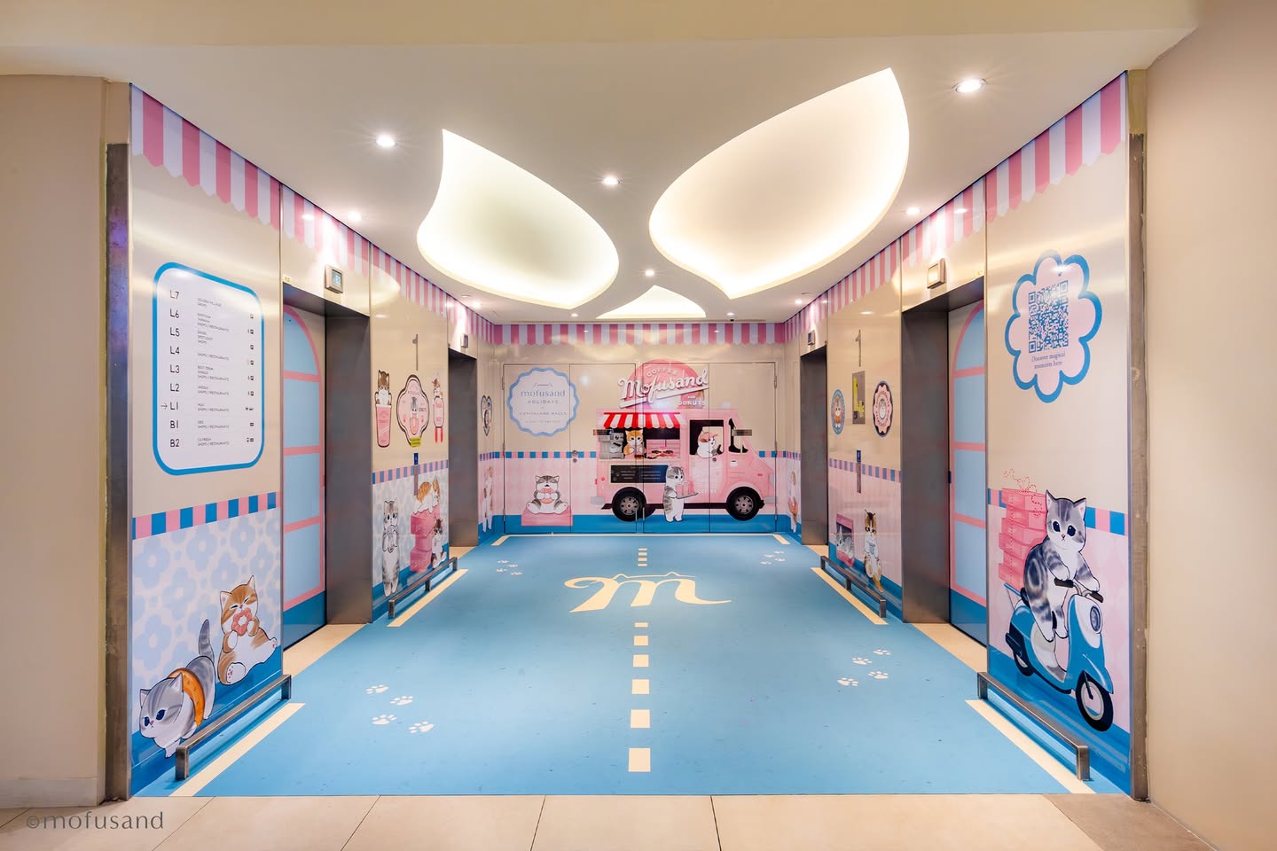 Mofusand cat character in a festive setting