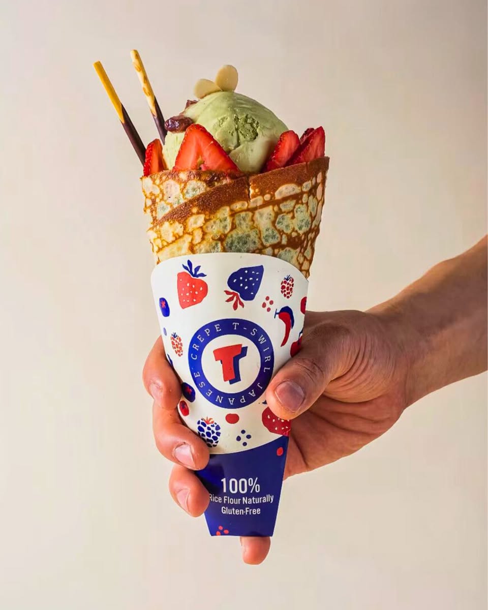 The inviting storefront of T-swirl Crepe at Plaza Singapura