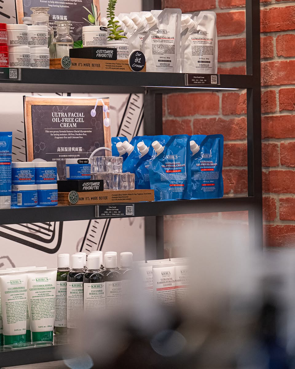 Kiehl's sustainable skincare products at Plaza Singapura