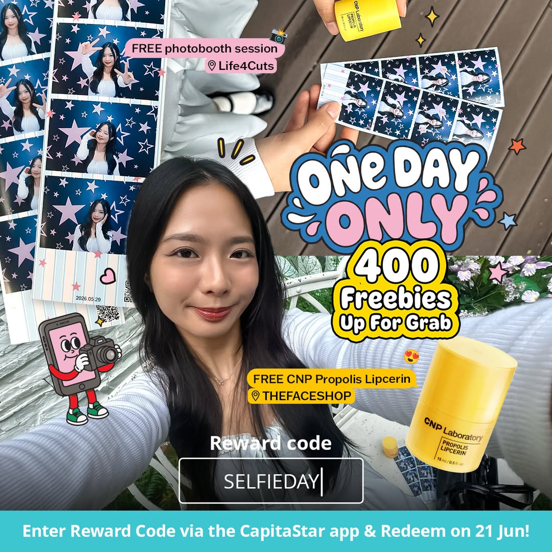 National Selfie Day free Life4Cuts photo strips at Plaza Singapura