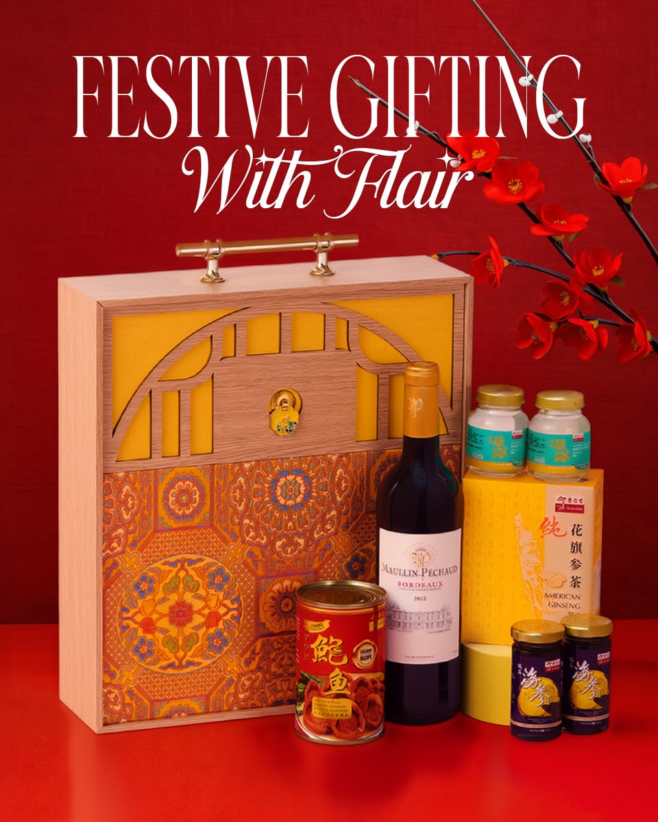 Traditional Lunar New Year gift sets and festive decorations