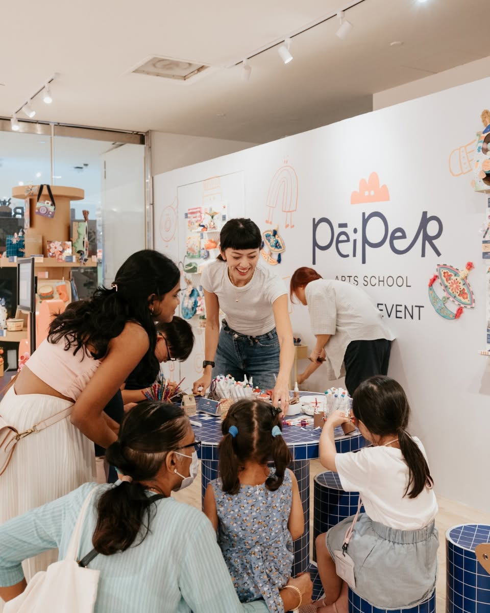 A close-up of mixed-media art created during a workshop