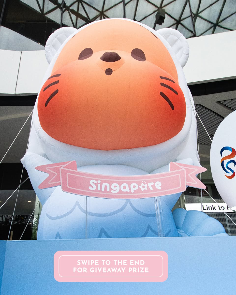 Twinkle Twinkle inflatable mascot with Singapore banner at Plaza Singapura