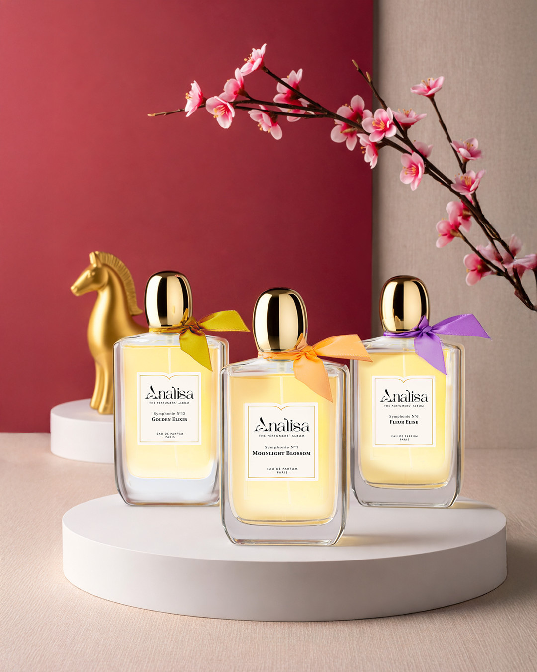 A collection of elegant fragrance bottles from Analisa at Plaza Singapura